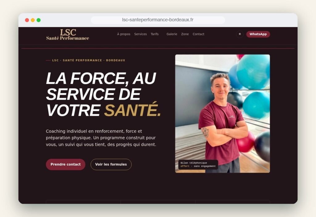 Site coach sportif à Bordeaux : la réalisation LSC Santé Performance