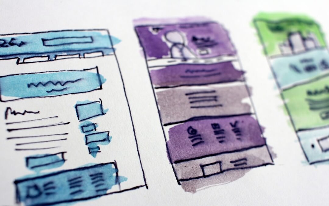 Croquis de maquettes de site web, refonte